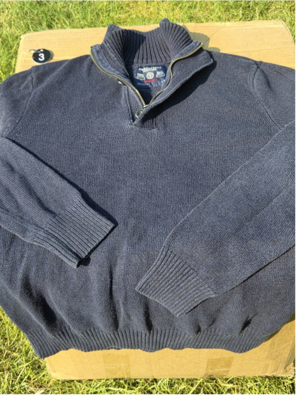 American Eagle Outfitters Women’s Large Navy Quarter Zip Sweater Pullover #3